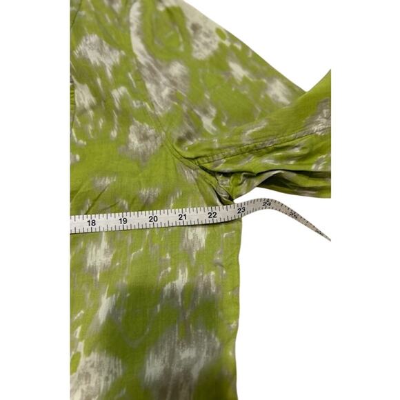 CHICO'S Green White Open Cardigan Shacket Pockets Ikat Women's Size 3 LARGE - Picture 5 of 12